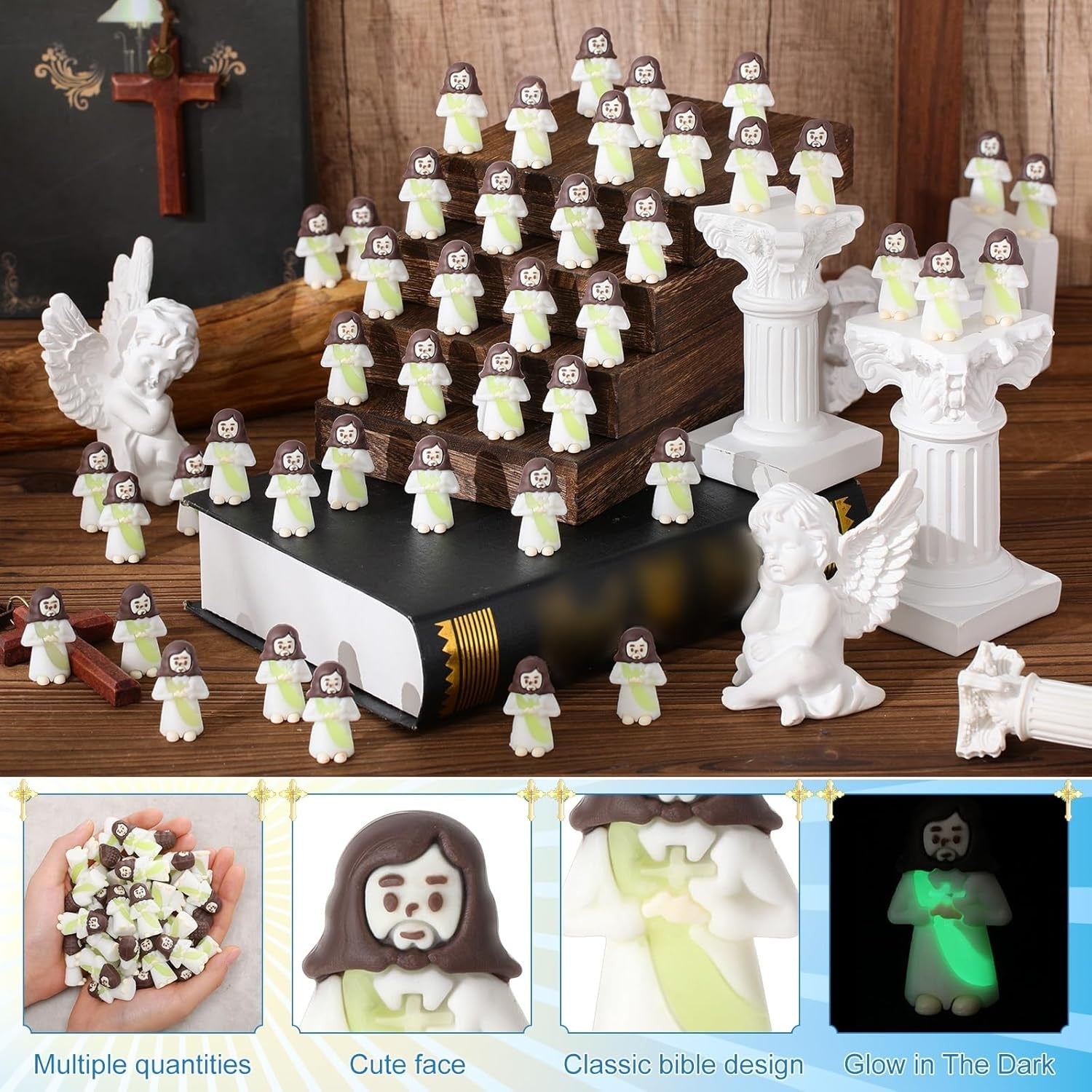 new 50 Pcs Luminous Mini Jesus Figures Figurines Glow in the Dark to White 07FC0E-D4 - KOEEK