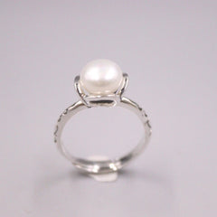 Solid 925 Sterling Silver Ring With Pearl For Woman Size 6-9 10mm Width 07FC0E-D4 - KOEEK