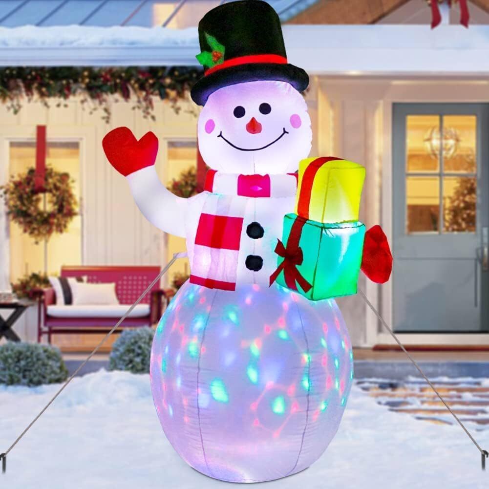 5ft Inflatable Snowman Christmas  with Built-in Rotating LED Lights Decorations 07FC0E-D4 - KOEEK