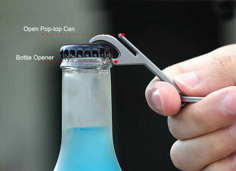 CNC EDC Titanium Alloy Bottle Opener Key Chain Pendant Tool with 32mm Key Ring 07FC0E-D4 - KOEEK