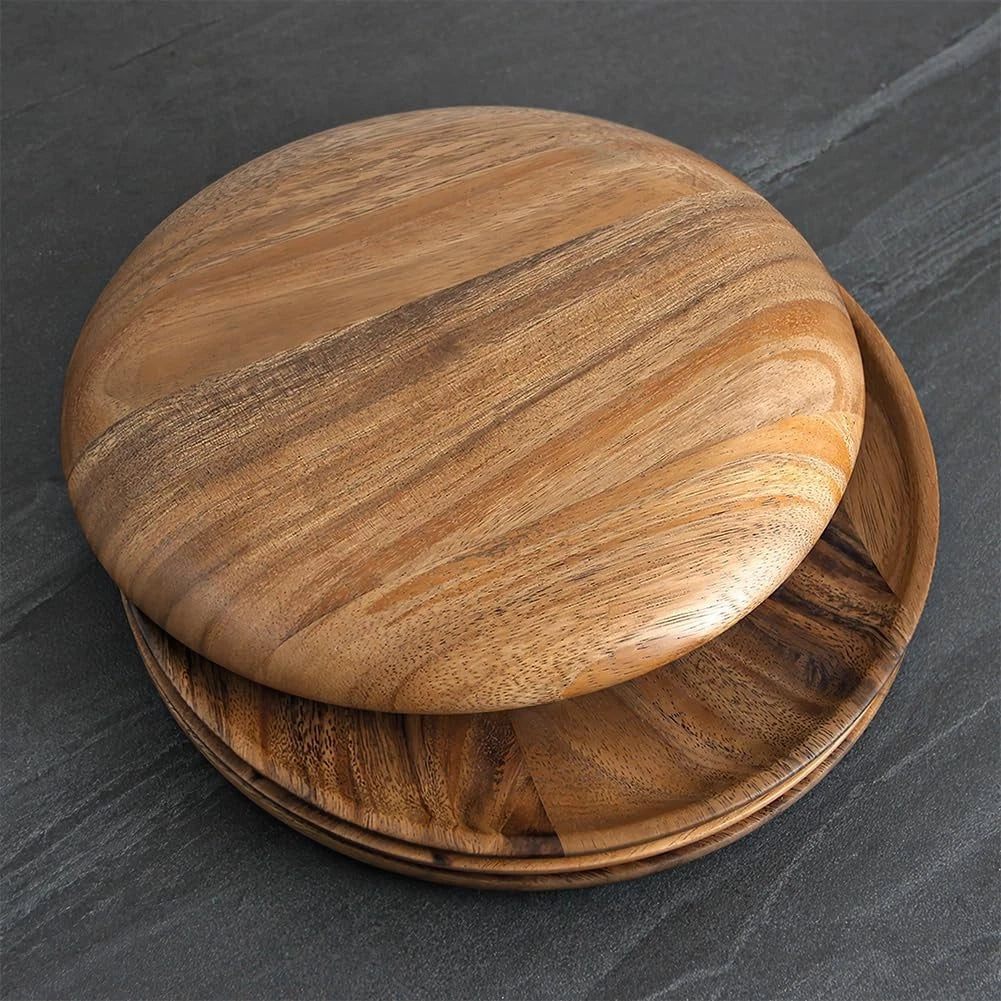 Wooden Dinner Plates, 11 Inch Round Wood Dinner Plates Set of 4 07FC0E-D4 - KOEEK