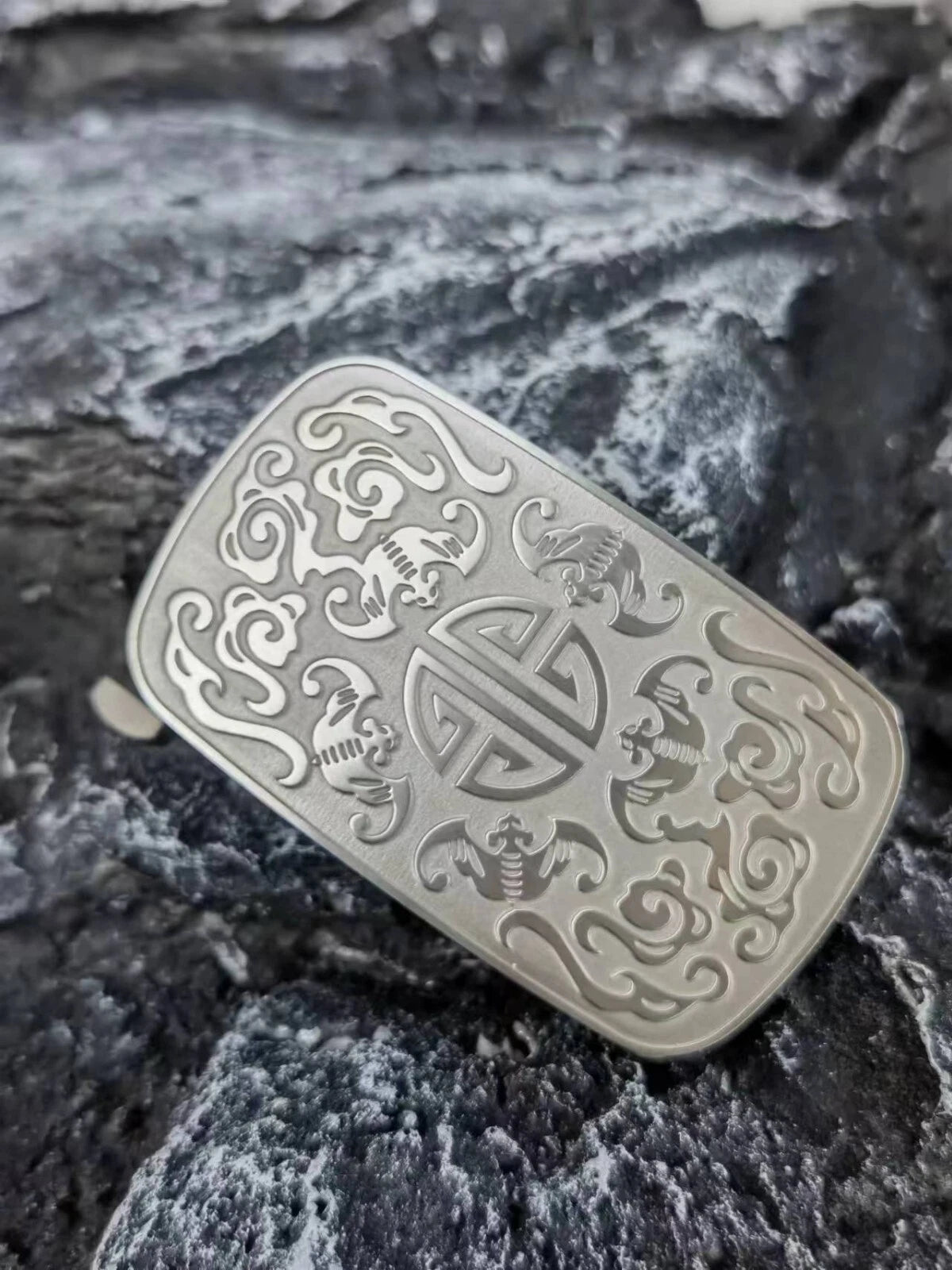 Pure Titanium Men's Belt Pin Buckle Five Blessings Pattern Anti Allergic EDC 07FC0E-D4 - KOEEK