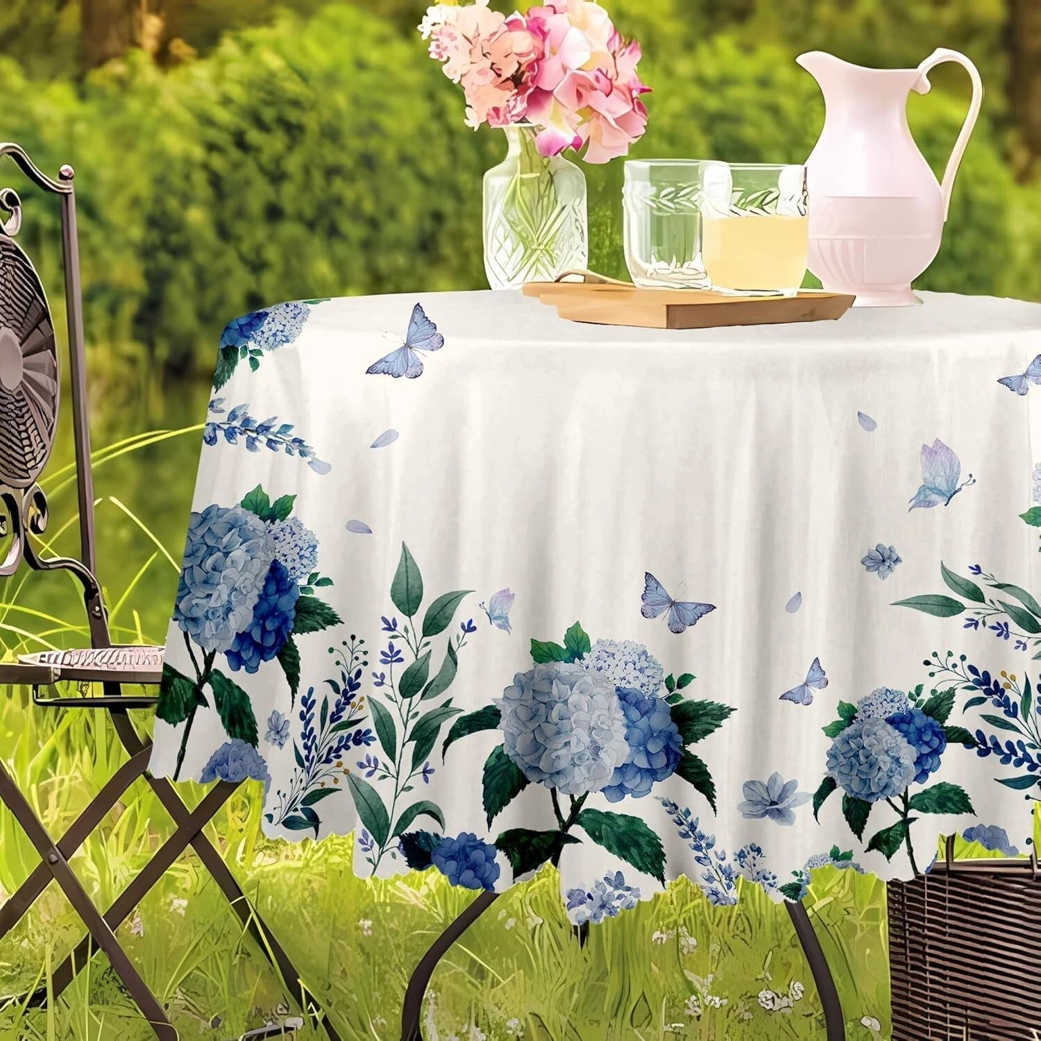 Round Table Cloths 60 in, Floral Tablecloth Waterproof, Wrinkle Free Polyester 07FC0E-D4 - KOEEK