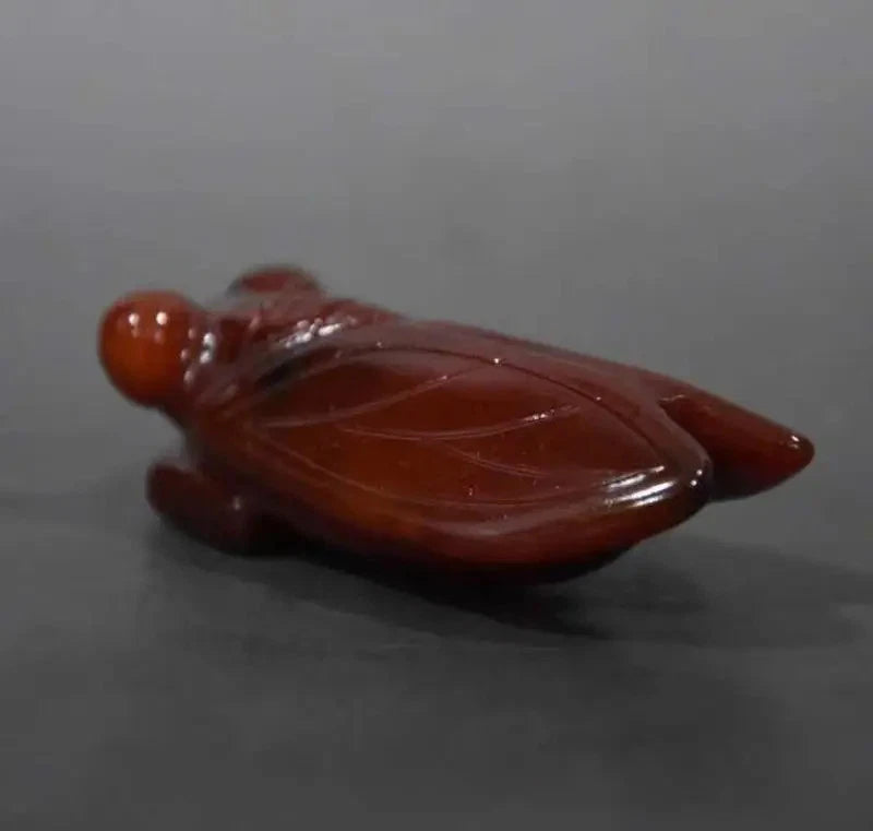 7cm Exquisitely Chinese Jade Red Agate Gold Cicada Pendants Decoration 07FC0E-D4 - KOEEK