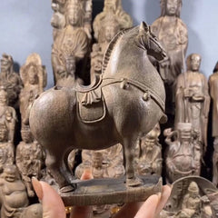 14cm Tang Horse Agarwood Wood Carving Figurine Feng Shui Office Decor 07FC0E-D4 - KOEEK