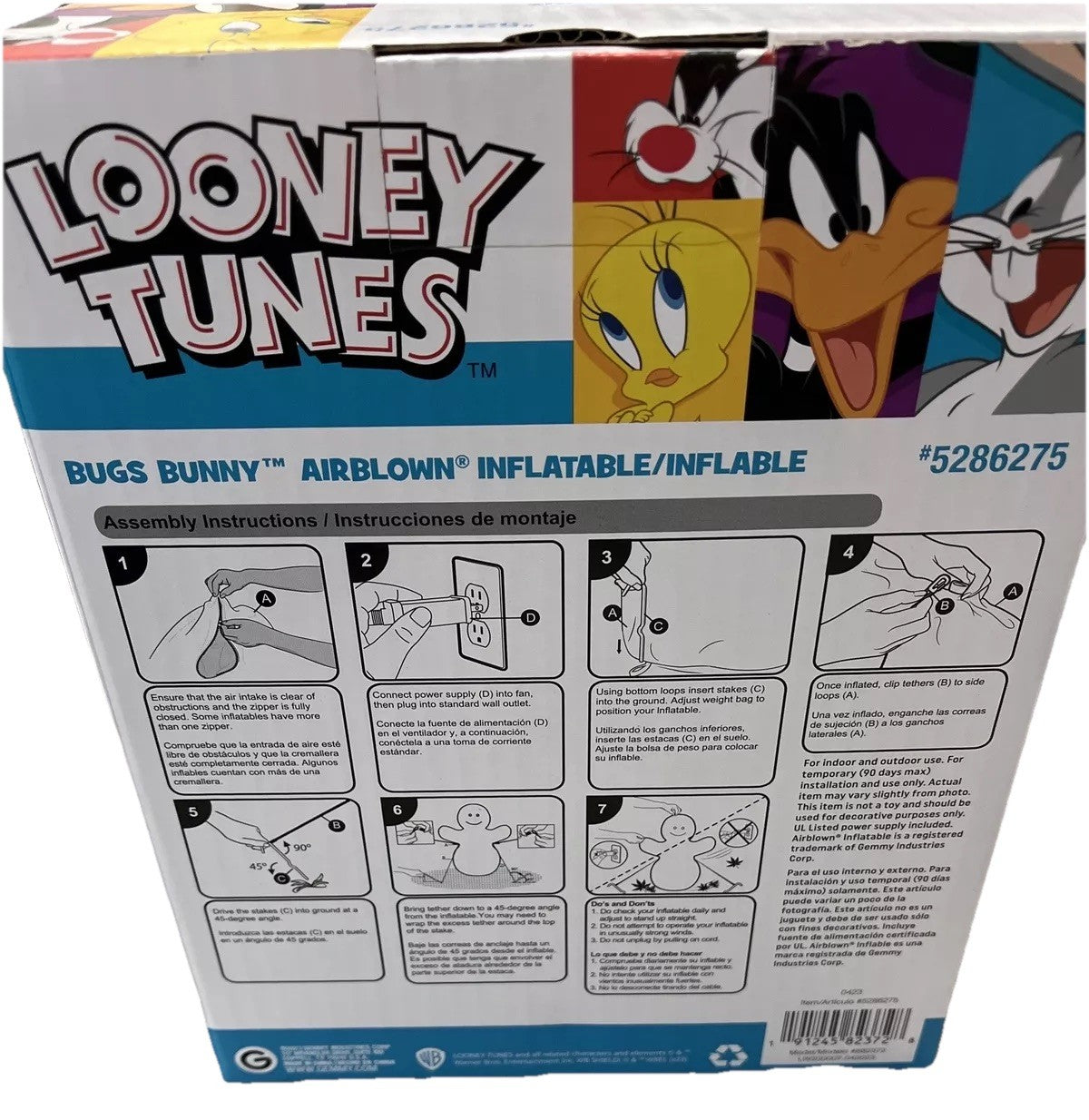 Gemmy 6’ Bugs Bunny Santa Looney Tunes Lighted Christmas Airblown Inflatable GEMMY - KOEEK