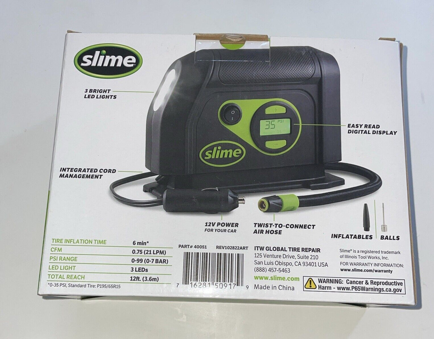 new Slime 12v Digital Tire Inflator 40051 koeek - KOEEK