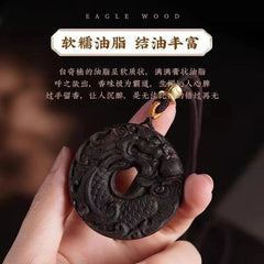 Vietnam Agarwood Fish Dragon Beast Carved Pendant Natural Wood Unisex 07FC0E-D4 - KOEEK