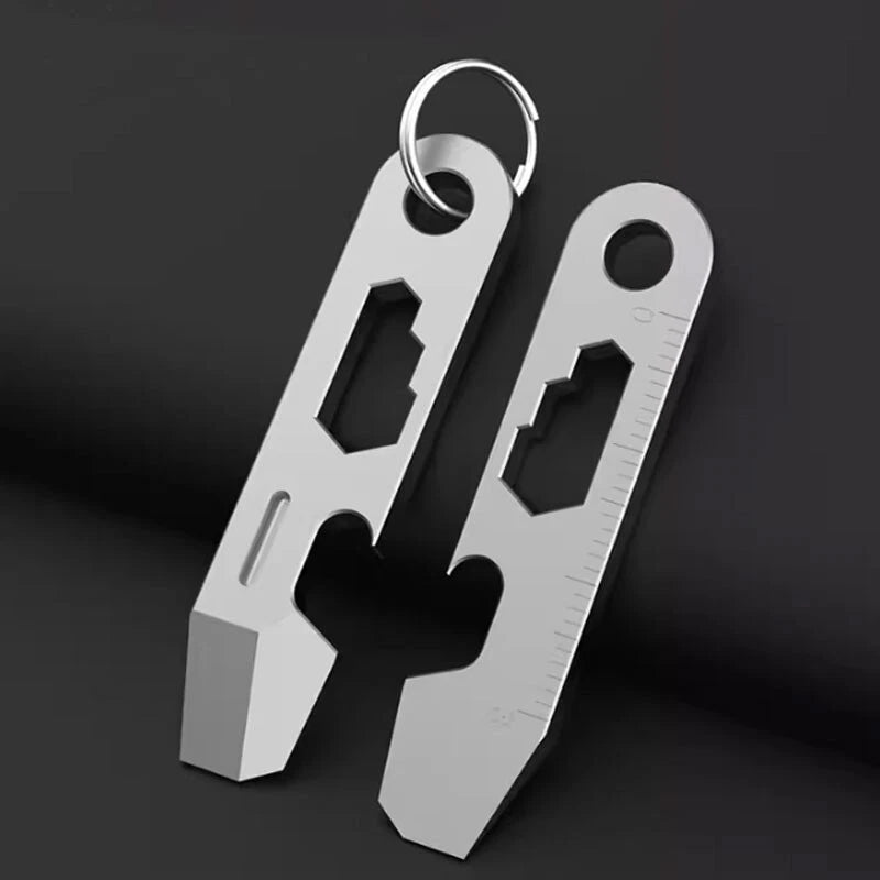 EDC Mini Titanium Alloy Keychain Pry Bar EDC Crowbar Opener Outdoor Multi Tools 07FC0E-D4 - KOEEK