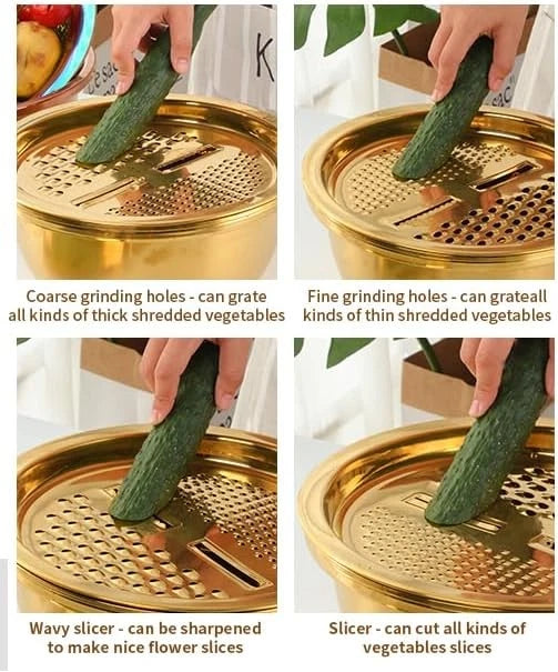 3 pieces/set Strainer Set Stainless Steel Vegetable Slicer Fruit Potato 07FC0E-D4 - KOEEK