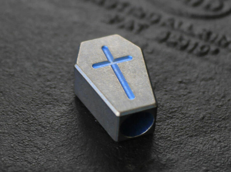 EDC TC4 Titanium Cross Mark Parachute Cord Bead Keychain Pendant Lanyard DIY EDC - KOEEK
