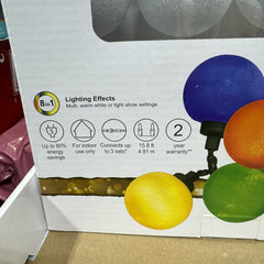 GE Color Choice 20-Count Multi-function Warm White/Multicolor LED G50 Ice Lights GE - KOEEK