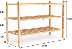 Shoe rack, 3-tier bamboo stackable shelf storage organizer 07FC0E-D4 - KOEEK