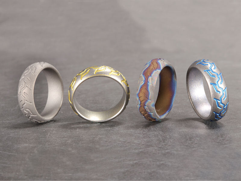 TC4 Titanium Alloy Tire pattern Finger Ring Necklace Pendant bead Decorative EDC 07FC0E-D4 - KOEEK