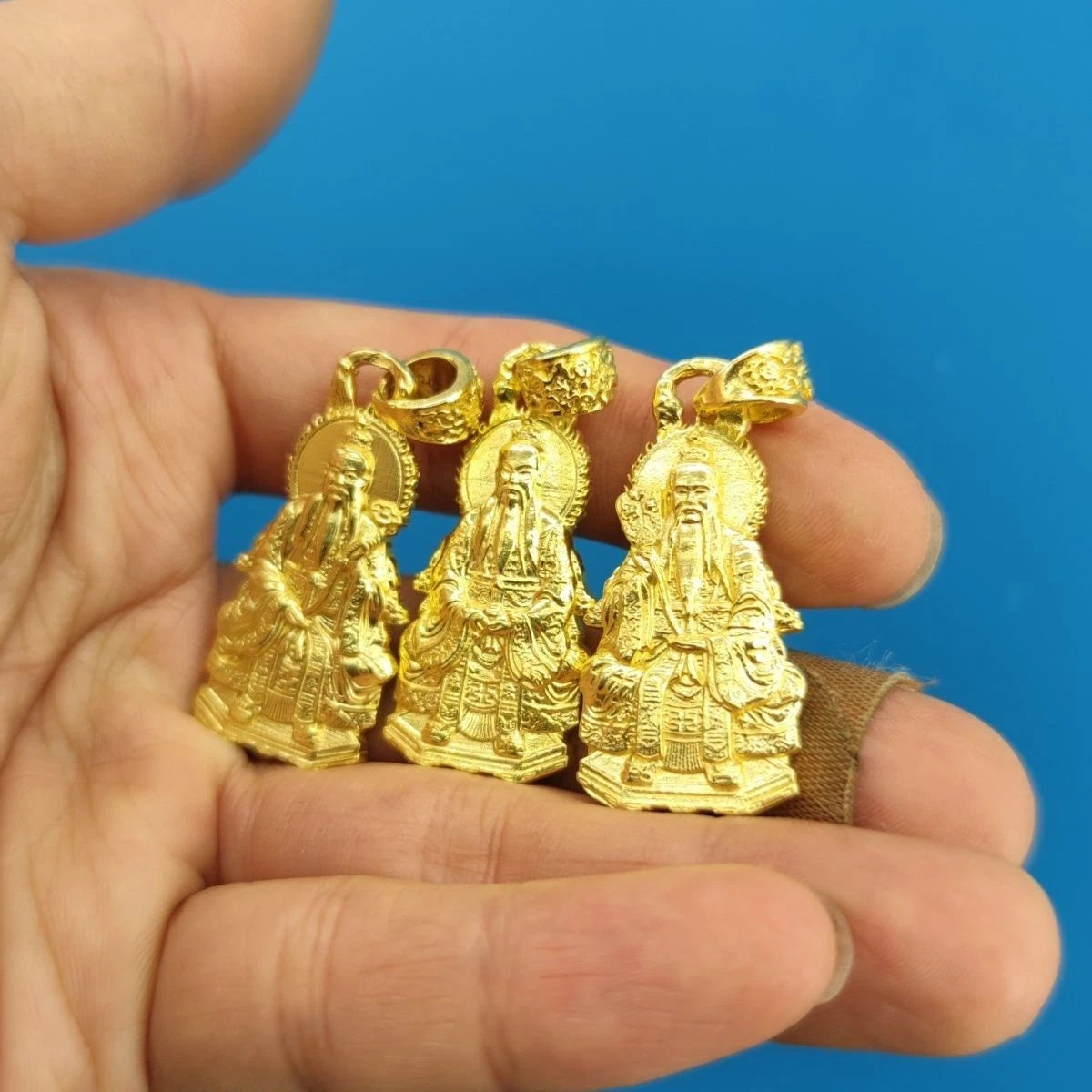 Brass Taoist Three Pure Ones Pendant Set Taishang Laojun Car Hang Amulet 07FC0E-D4 - KOEEK