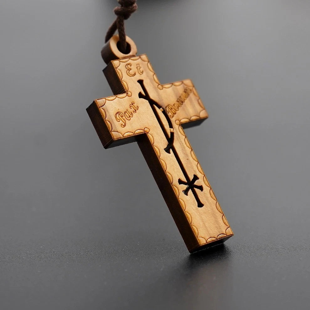 Italian Hand Carved Olive Wood Cross - For Pendant - Handicraft jewelry 07FC0E-D4 - KOEEK