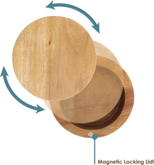 Rock & Branch Acacia Wood Salt Cellar Storage Box with Magnetic Swivel Lid 07FC0E-D4 - KOEEK