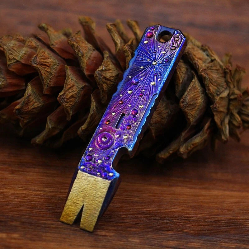 Solid EDC Titanium Alloy CNC Process Pry Bar Crowbar Bottle Opener Outdoor Tool 07FC0E-D4 - KOEEK