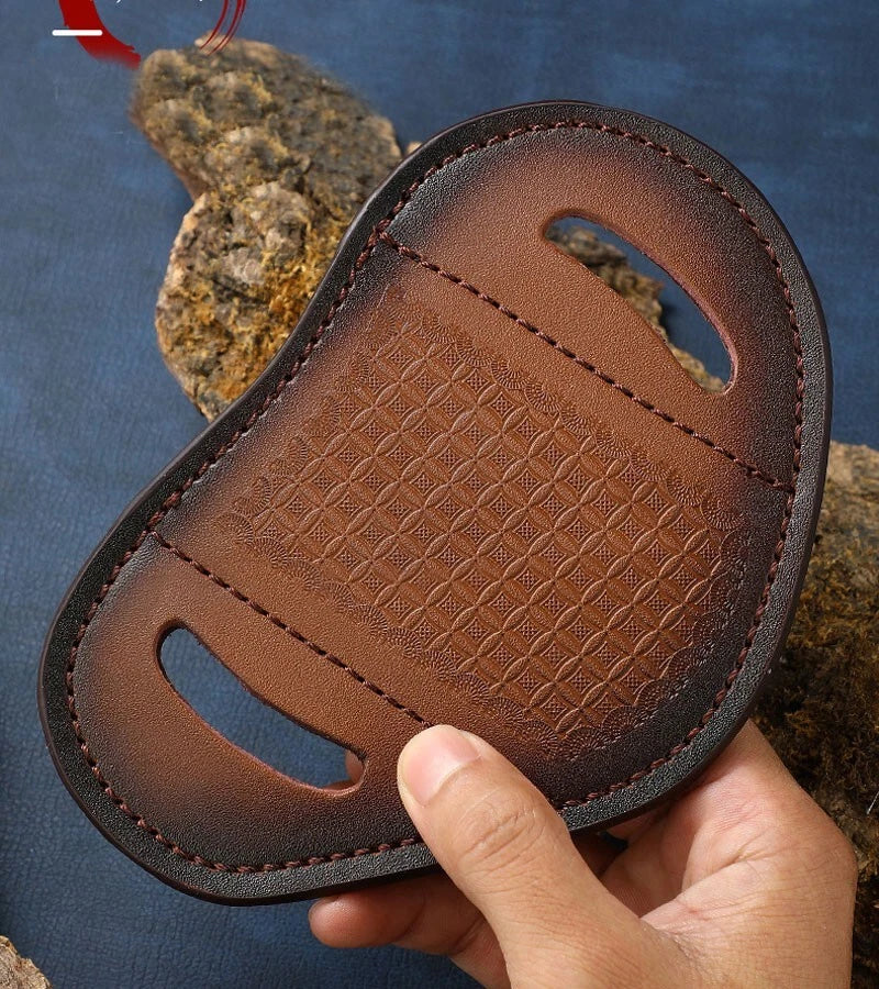 EDC Carved Cow Hand Made Leather Sheath for Folding Knife Belt Clip Cover Pouch 07FC0E-D4 - KOEEK