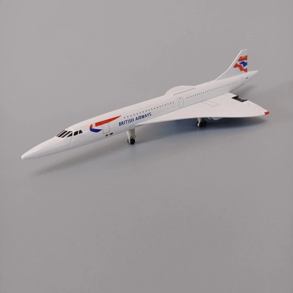 20cm British Airways Concorde Diecast Metal Plane Model with Wheels Display 07FC0E-D4 - KOEEK