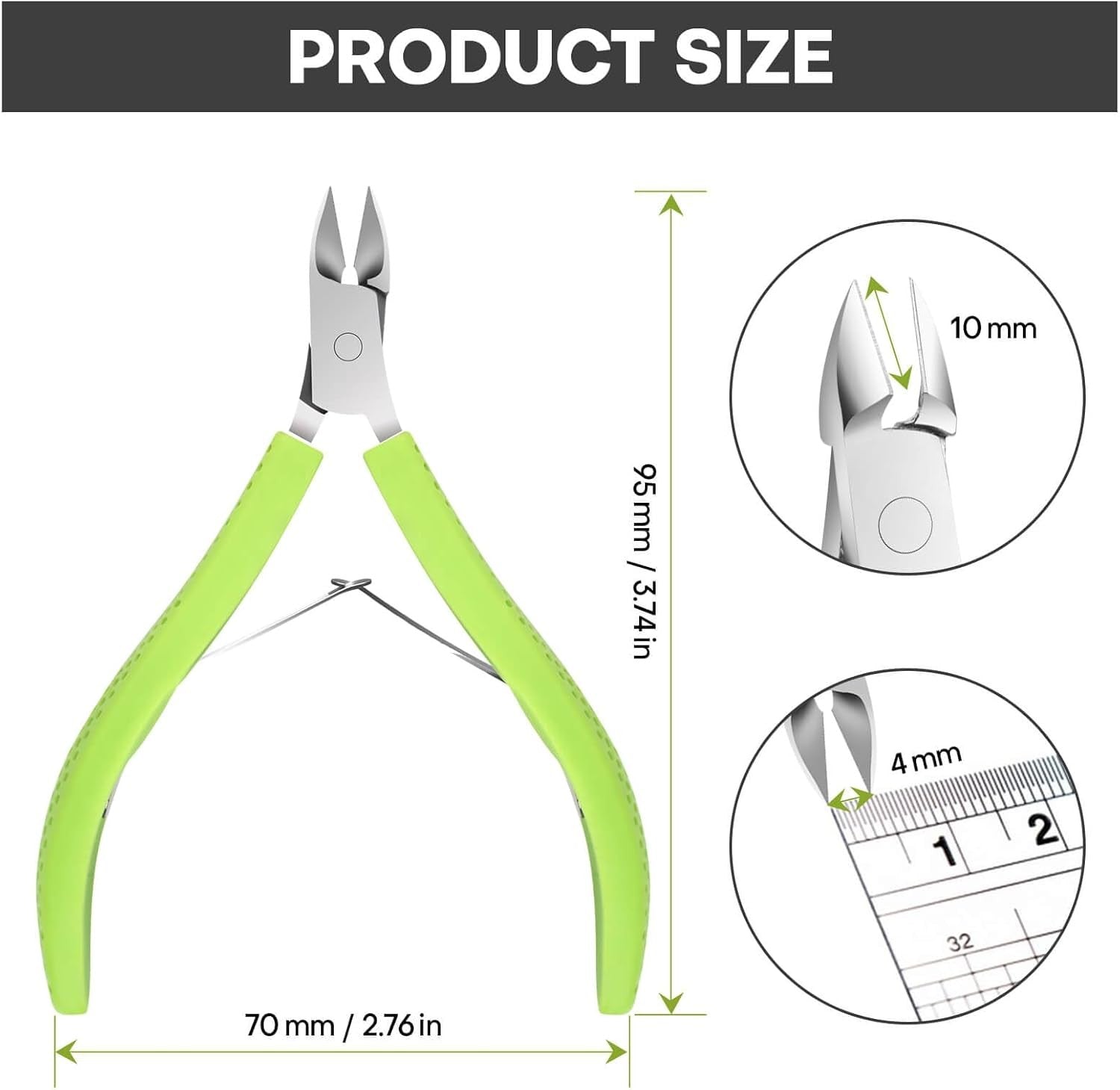 new Cuticle Trimmer, Professional Nail Cutter, Stainless Steel Green 07FC0E-D4 - KOEEK