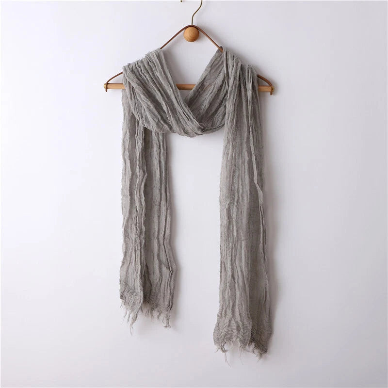 Unisex Linen Cotton Soft Breathable Scarf Casual Plain Color Shawl Neckercheif 07FC0E-D4 - KOEEK