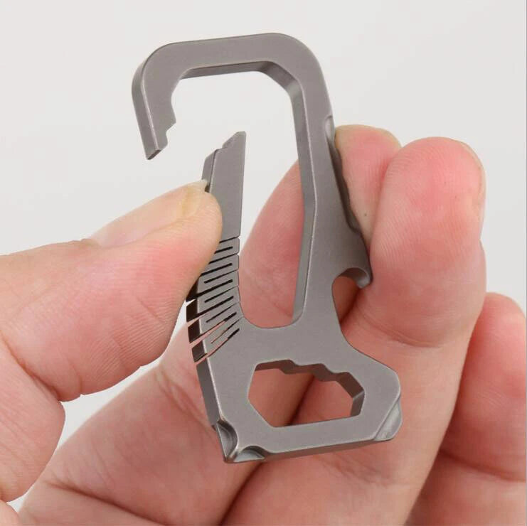 EDC Outdoor Titanium TC4 Key Chain Carabiner Bottle Opener Portable Multi Tool 07FC0E-D4 - KOEEK