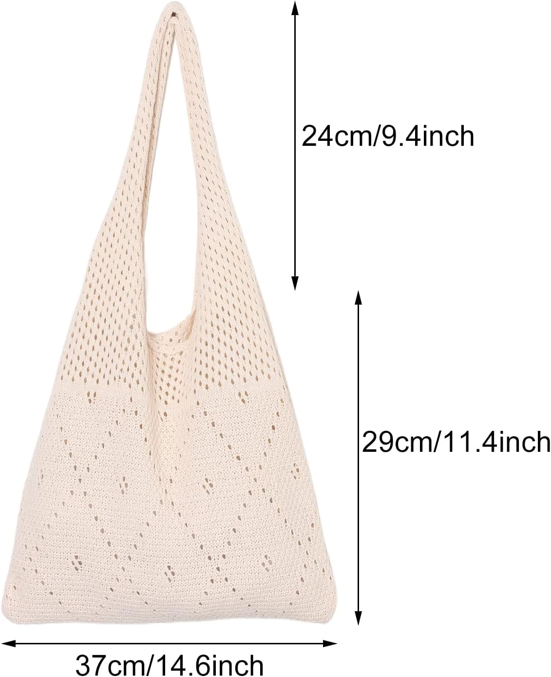 ny Heklet Mesh Beach Tote Bag Sommer Y2K Estetisk strikket skulderveske Stor kapasitet