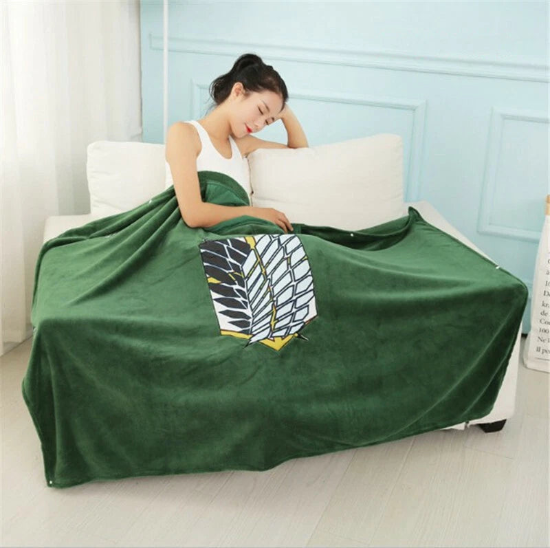 Attack on Titan Blanket Cloak Shingeki No Kyojin Survey Corps Cloak Cape Flannel 07FC0E-D4 - KOEEK