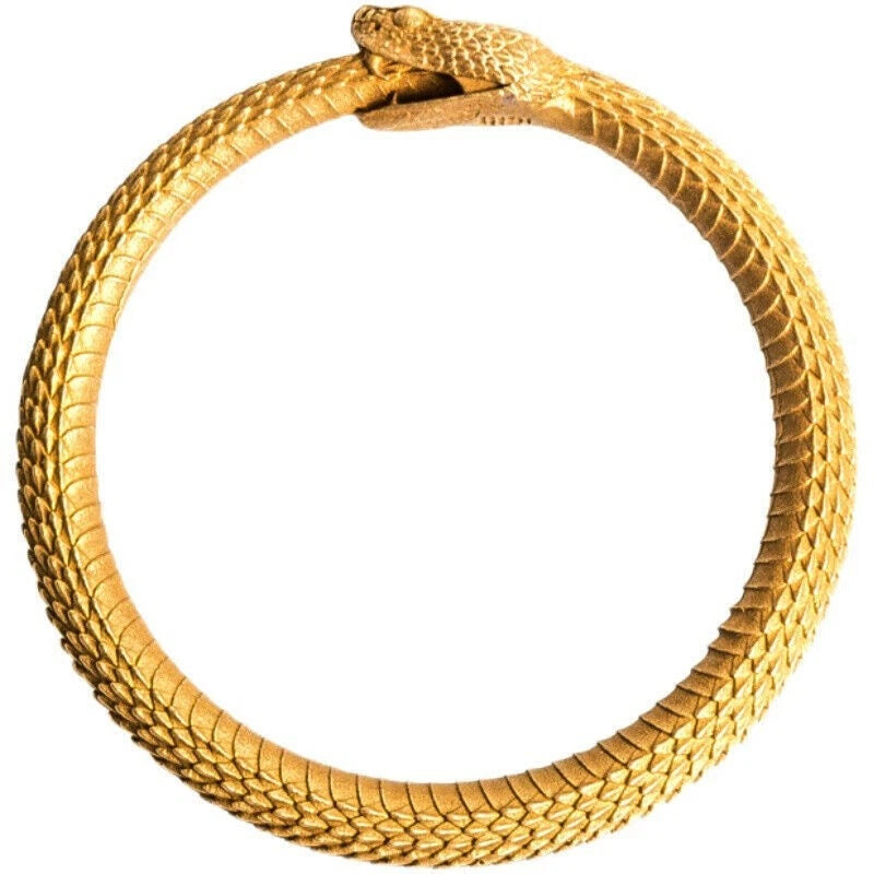 Brass  Brass Snake Ring Keychain Bite Ouroboros Key Pendant Mens Gift 07FC0E-D4 - KOEEK