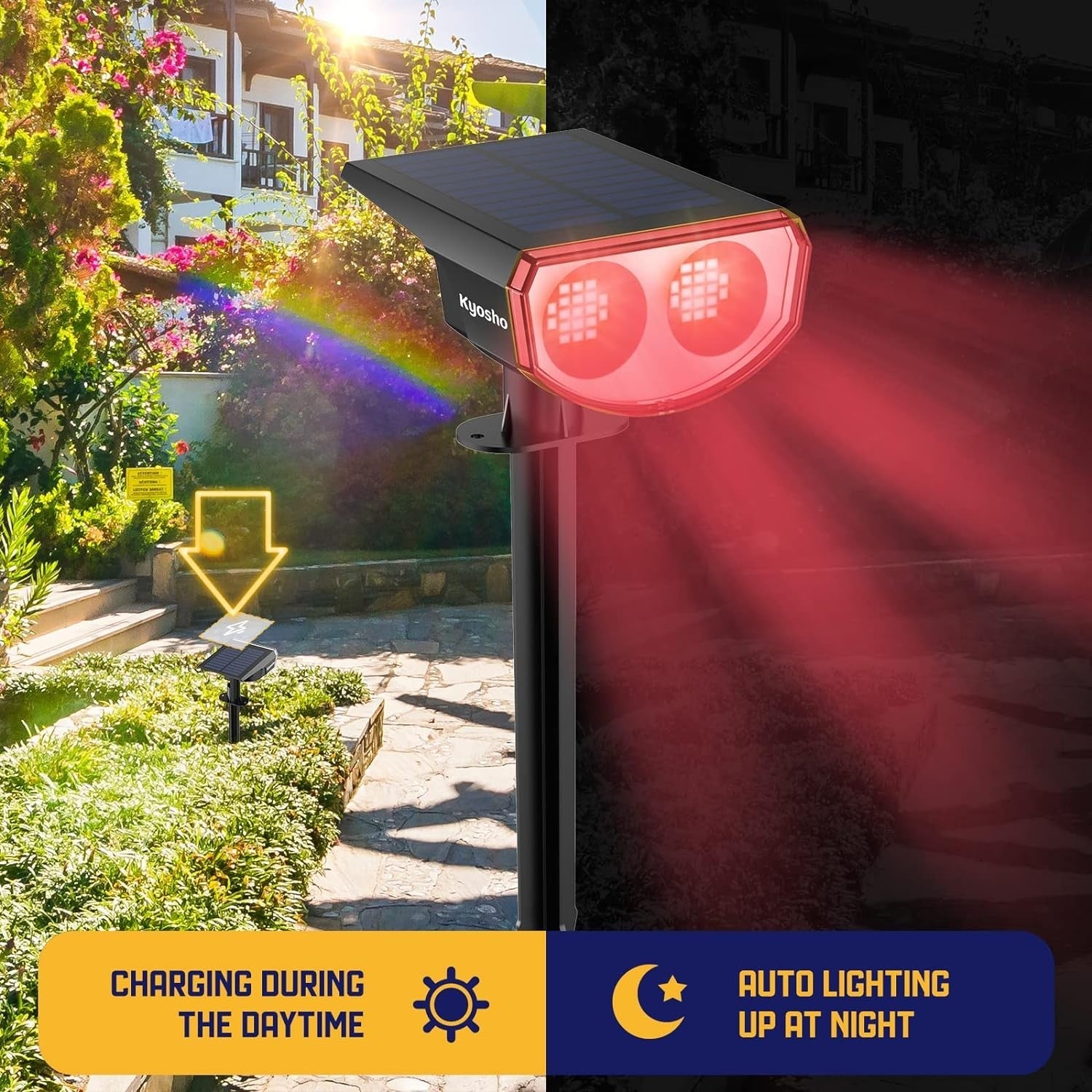 2 Pack Halloween Lights Christmas Outdoor Solar Color Spot 9 Lighting Modes 38 07FC0E-D4 - KOEEK