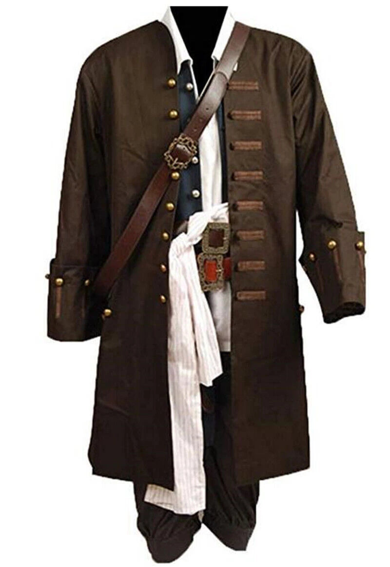 Pirates of the Caribbean Cosplay Jack Sparrow Full Suit Costume Outfit Coat Hot 07FC0E-D4 - KOEEK