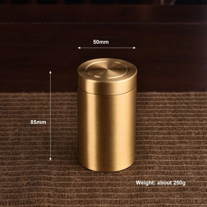 Solid Brass Sealed Tank Tea Caddy Container Portable Metal Storage Box 250g EDC 07FC0E-D4 - KOEEK