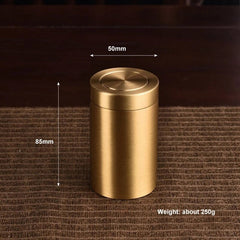 Solid Brass Sealed Tank Tea Caddy Container Portable Metal Storage Box 250g EDC 07FC0E-D4 - KOEEK