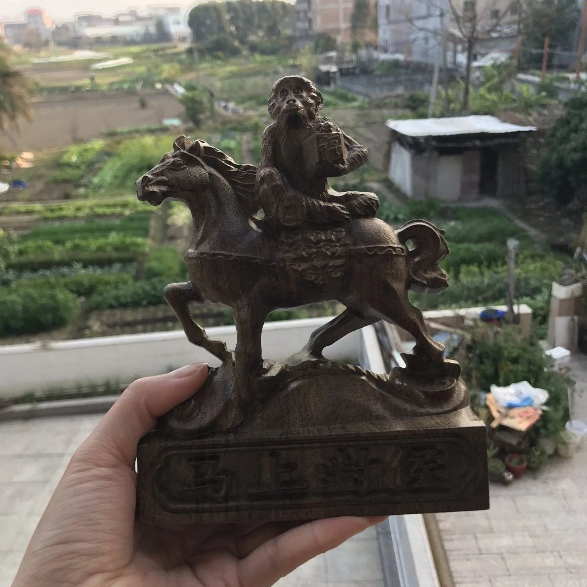 18x14cm Vietnamese Agarwood Carved Wealth Figurine Feng Shui Decor Sculpture 07FC0E-D4 - KOEEK