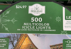 ! Holiday Time 500-Count Multicolor LED Icicle Lights with White Wire HOLIDAY TIME - KOEEK