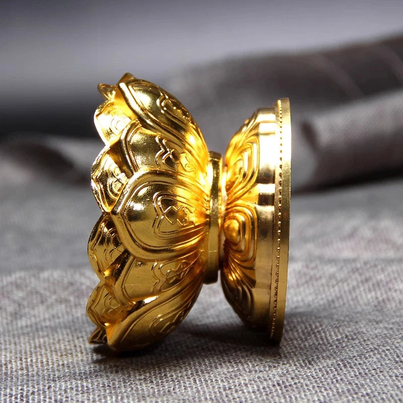 8.5cm Alloy Zhuanjin Wheel Base Eight Auspicious Signs Lotus Buddha Statue Base 07FC0E-D4 - KOEEK
