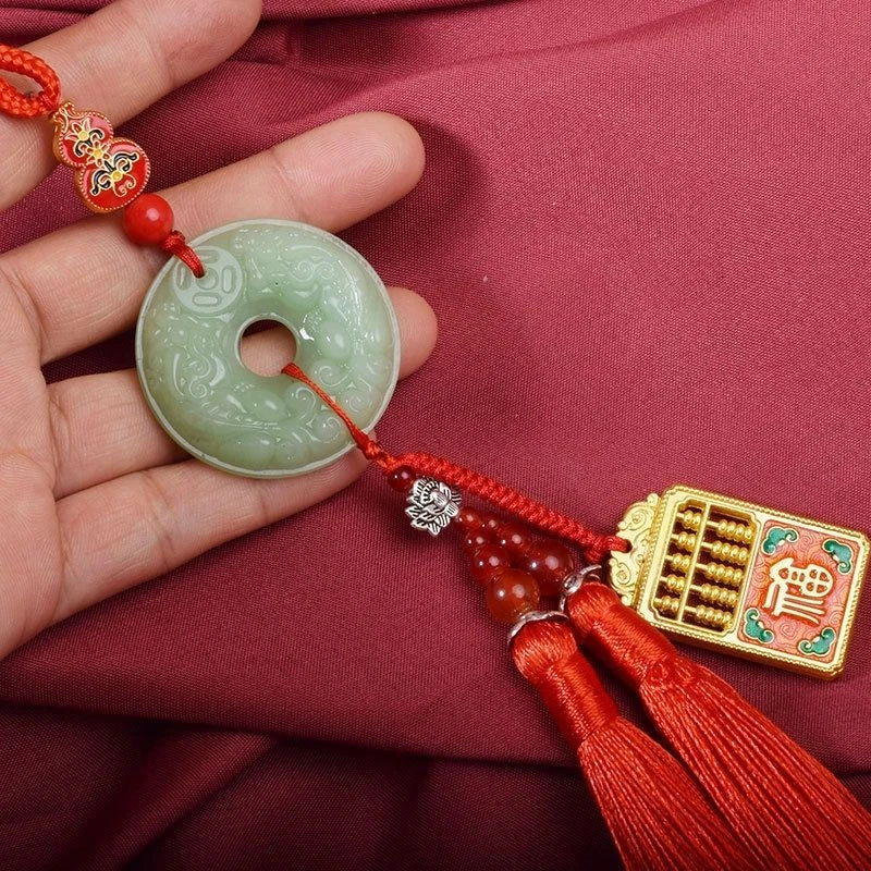 Chinese Style Hanging Pendant Pixiu Safe Travel Coin Kirin Abacus Car Decoration 07FC0E-D4 - KOEEK