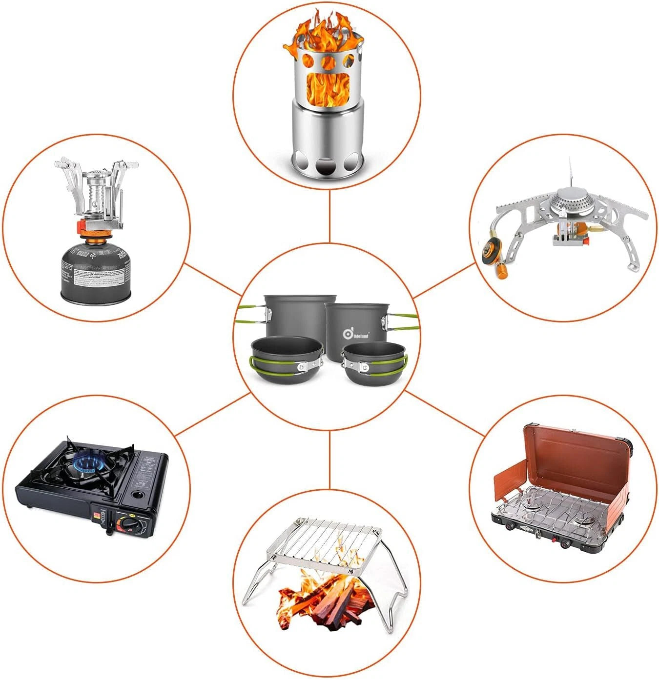 16-Piece Camping Cookware Set, Lightweight Pots and Pans Mini Stove with 2 Cups 07FC0E-D4 - KOEEK