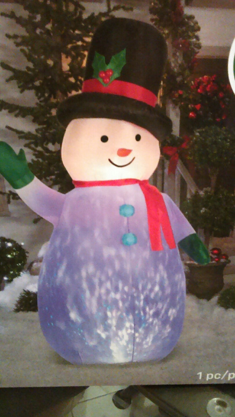 7.5' twinkling kaleidoscope snowman airblown inflatable swirling light gemmy GEMMY - KOEEK