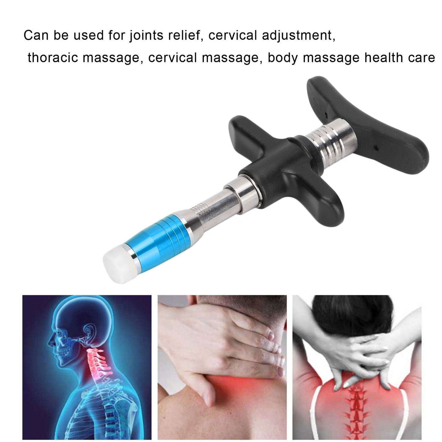 new (Blue)Manual One Head Spinal Massager 10 Levels Chiropractic Adjusting Tool JFF koeek - KOEEK