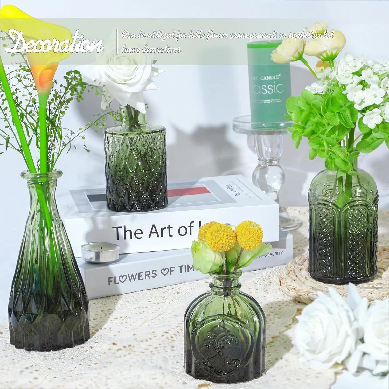 Glass Bud Vase Set of 24, Small Green Flower Vases for Centerpieces in Bulk 07FC0E-D4 - KOEEK