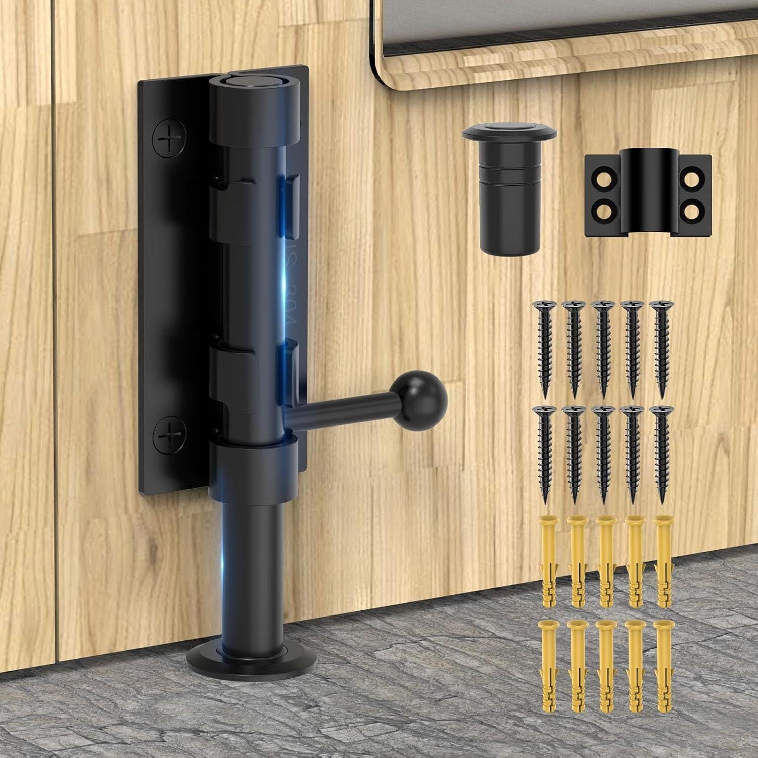 used Slide Bolt Gate Latch Hardware, Barrel Latch, 6.3 Inch Heavy Duty Black 07FC0E-D4 - KOEEK