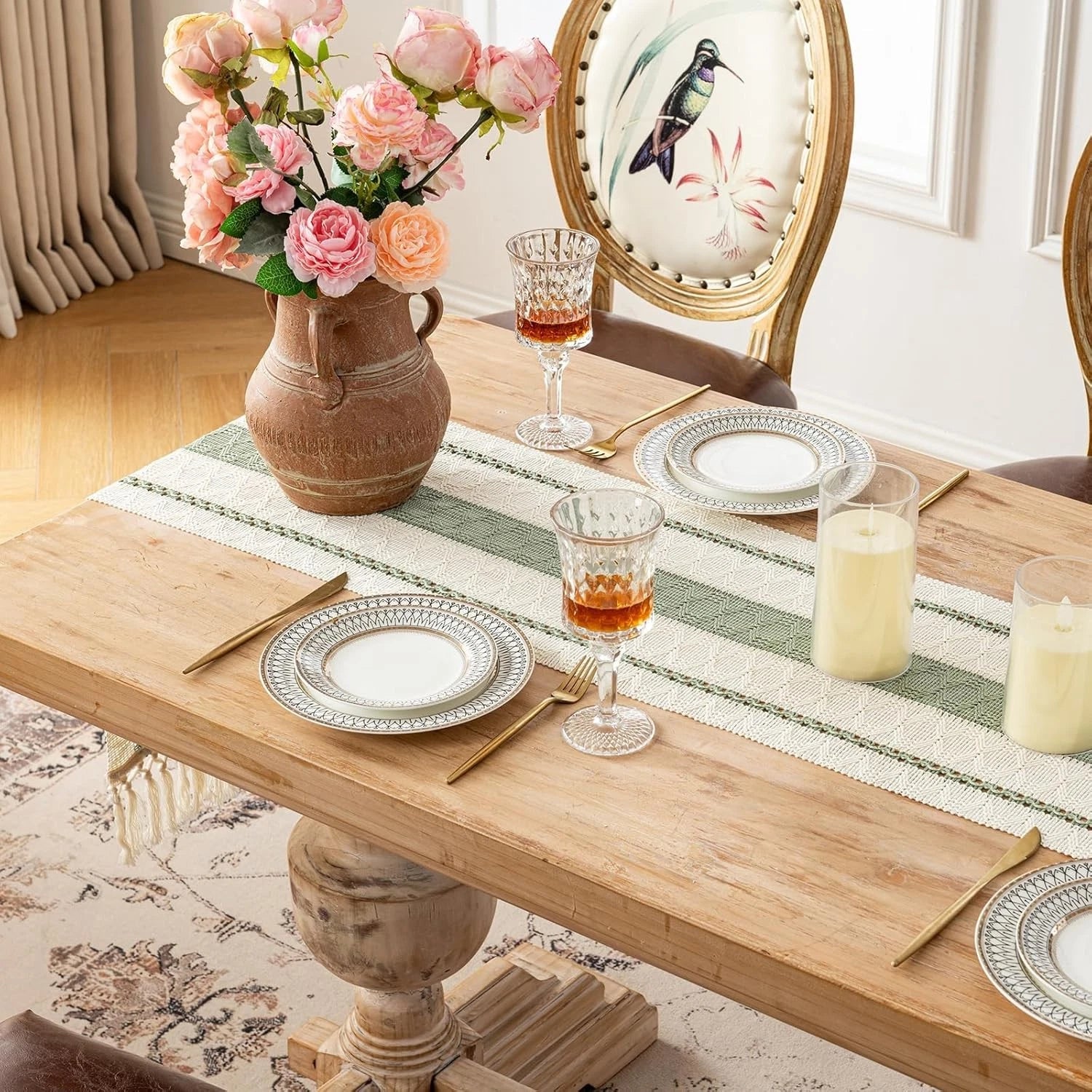 Sage Green Table Runner 72 Inches Long Boho Macrame Table Runner for Home Decor 07FC0E-D4 - KOEEK