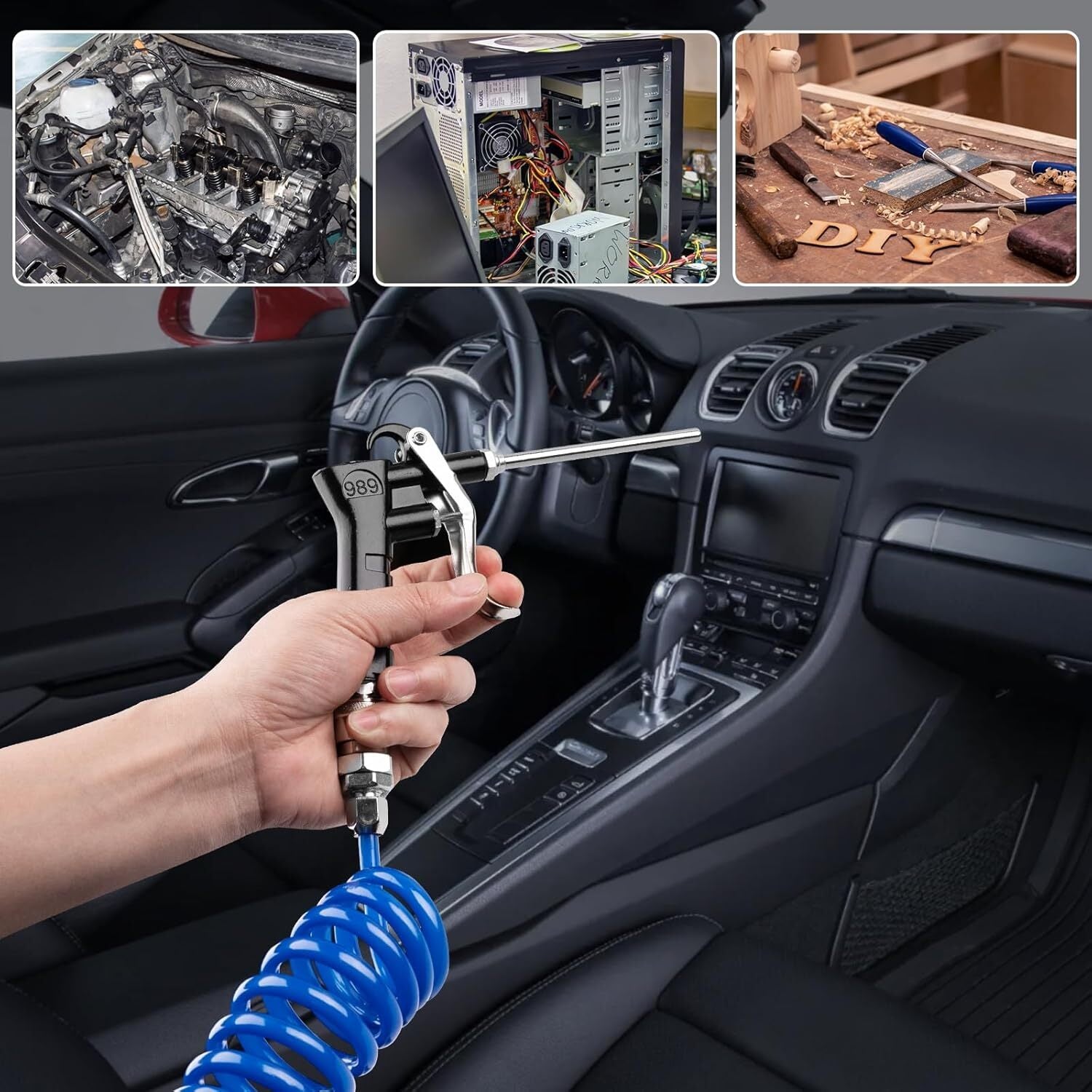 new Blue Heavy Duty Truck Air Duster Blow Gun Cleaning with 23FT Meter Long Coil... 07FC0E-D4 - KOEEK