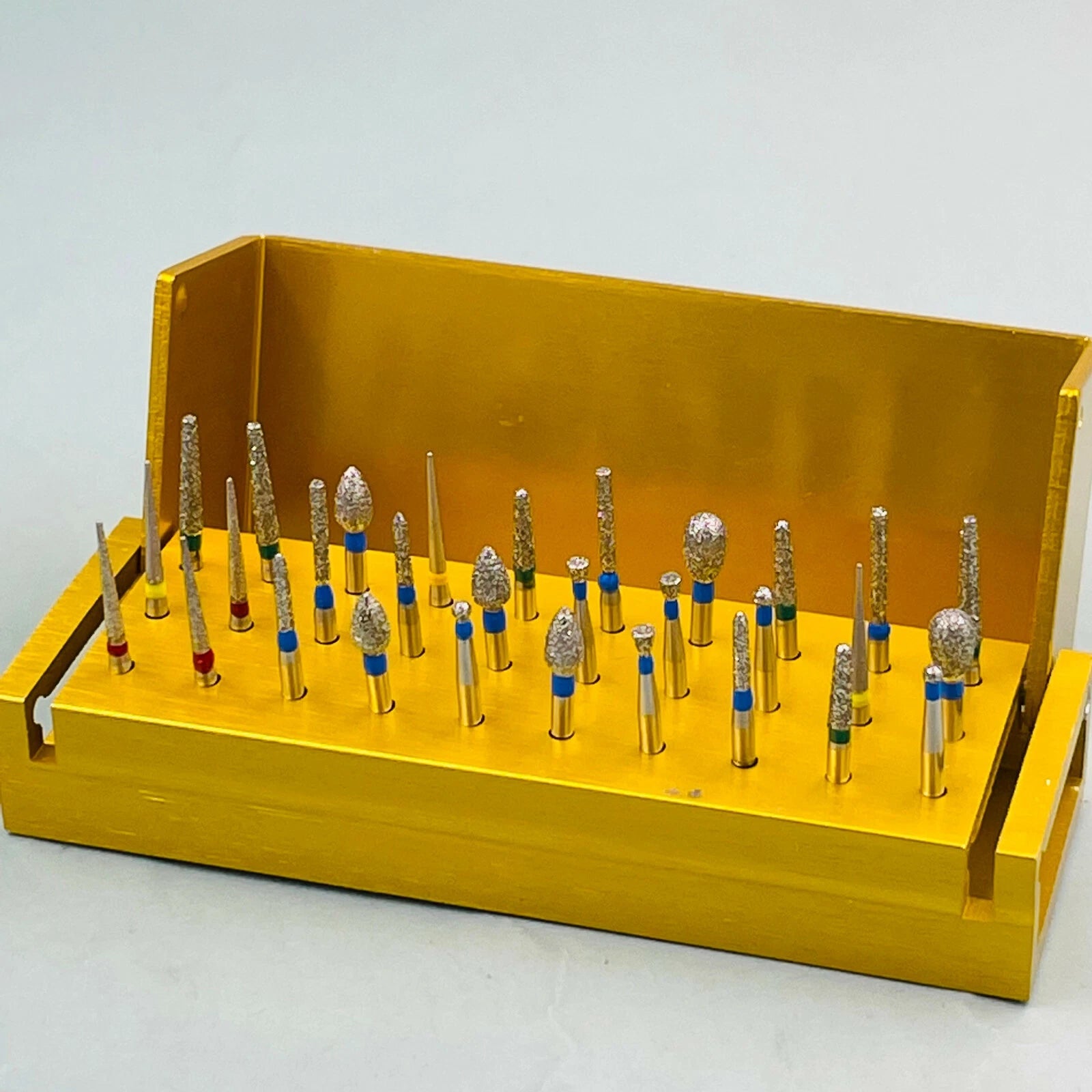 30pcs Dental Diamond Burs Drill+Disinfection Bur Block High Speed Handpiece Kit 07FC0E-D4 - KOEEK