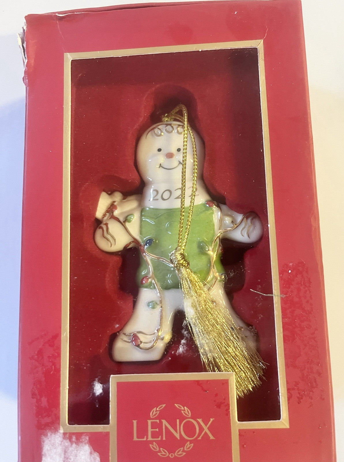 Lenox 2022 Gingerbread Man Ornament Bright Lights Gingerbread Porcelain gold LENOX - KOEEK
