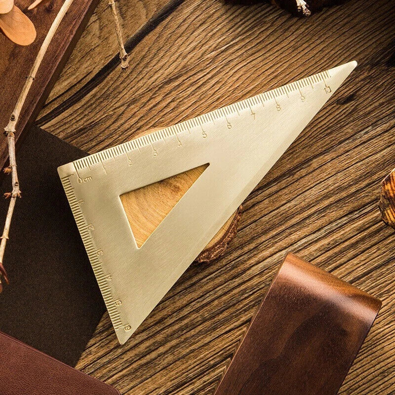 Brass Triangle Ruler Protractor Construction Site Drawing Student Stationery 07FC0E-D4 - KOEEK