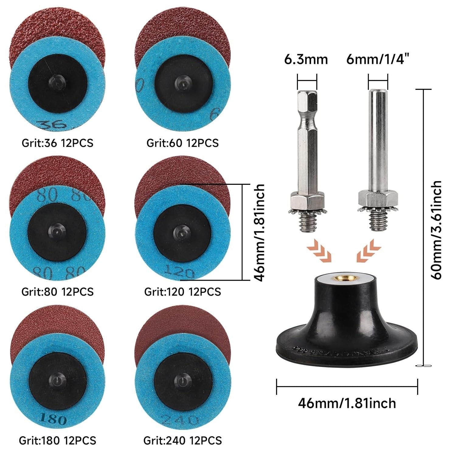 new 75Pcs 2 Inch Quick Change Sanding Discs Hardened Material Die Grinder... 07FC0E-D4 - KOEEK