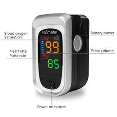 new Pulse Oximeter Fingertip, Heart Rate Monitor with Large LED Black-Silver 07FC0E-D4 - KOEEK
